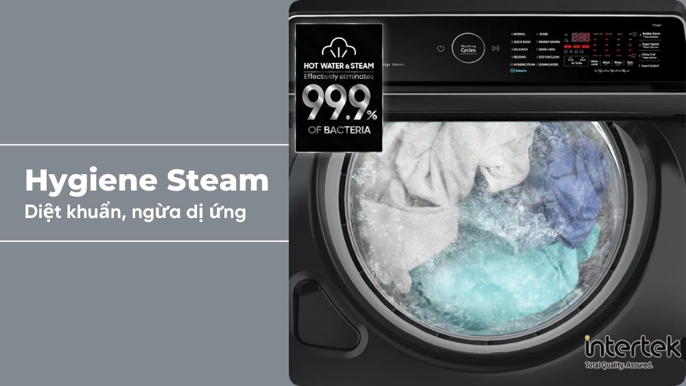 Công nghệ giặt hơi nước Hygiene Steam diệt khuẩn mạnh mẽ