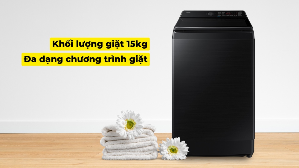 Máy sở hữu khối  lượng giặt lên đến 15kg